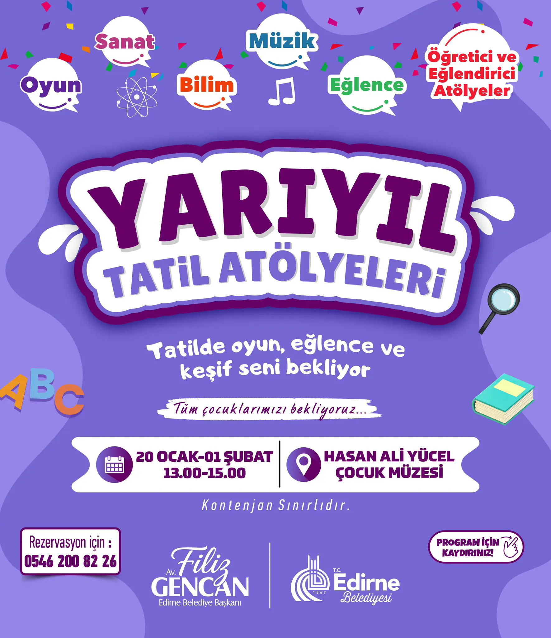 BAŞKAN FİLİZ GENCAN’DAN ÖĞRENCİLERE KARNE HEDİYESİ: SÖMESTR ATÖLYELERİ BAŞLIYOR! galeri görseli